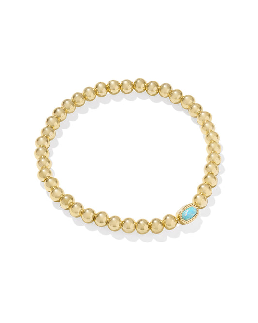 Mini Elaina Gold Stretch Bracelet in Light Teal Kyocera Opal