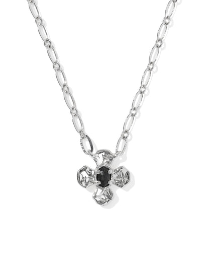 Leanne Silver Short Pendent Necklace in Black Granite