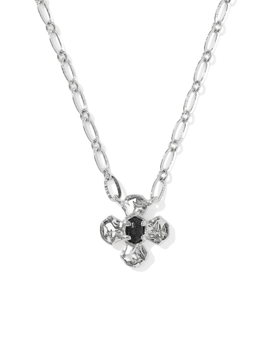 Leanne Silver Short Pendent Necklace in Black Granite