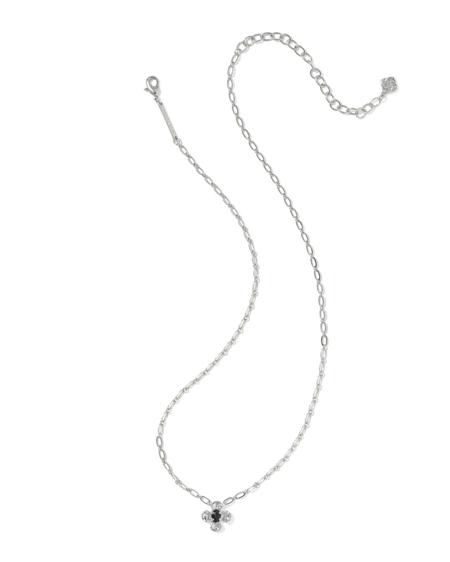 Leanne Silver Short Pendent Necklace in Black Granite