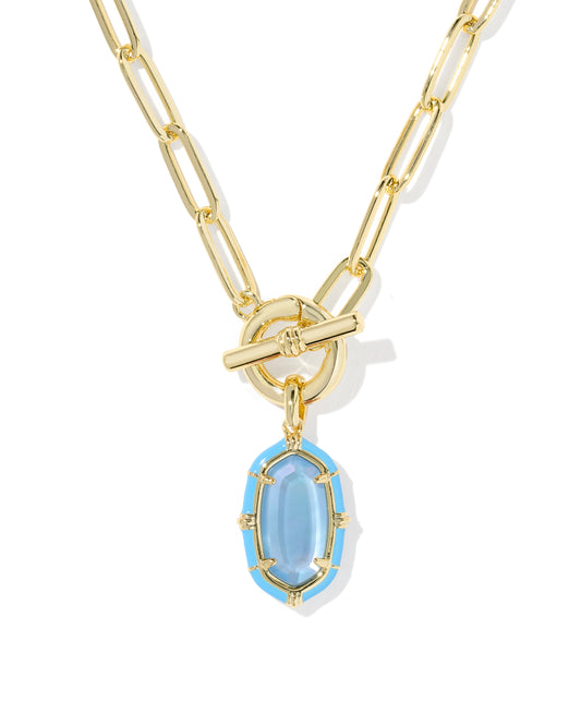 Elisa Gold Enamel Link Chain Necklace in Periwinkle Illusion