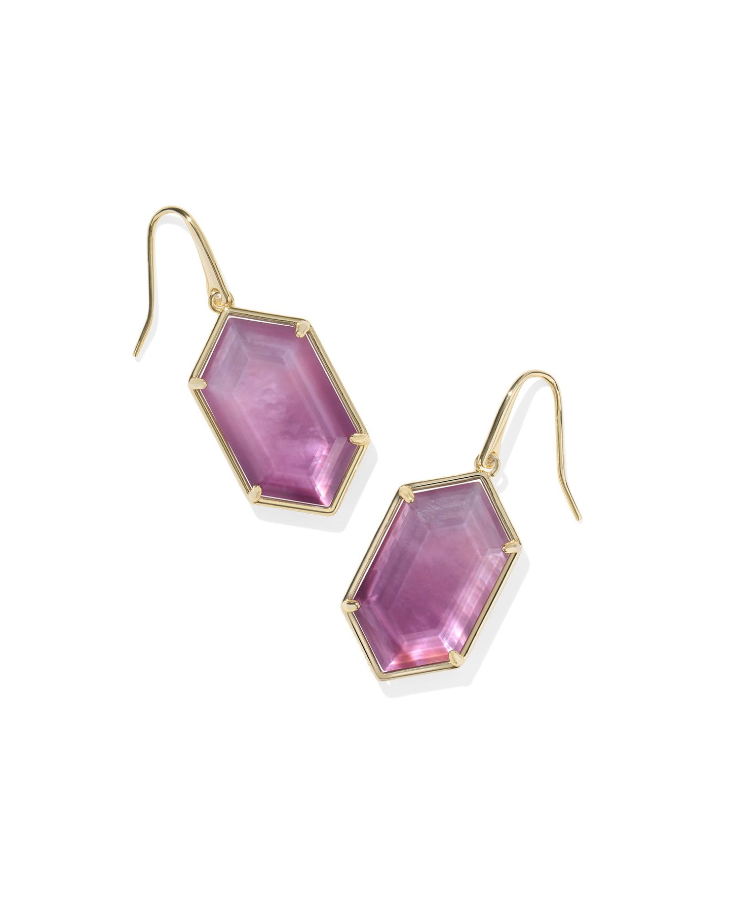 Hallie Gold Drop Earrings in Purple Watercolor Illusion