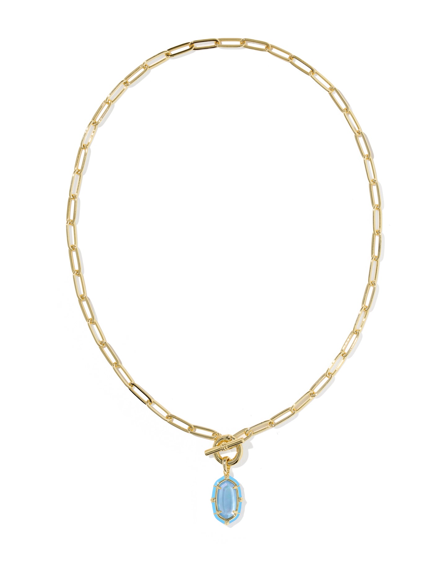 Elisa Gold Enamel Link Chain Necklace in Periwinkle Illusion