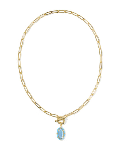 Elisa Gold Enamel Link Chain Necklace in Periwinkle Illusion