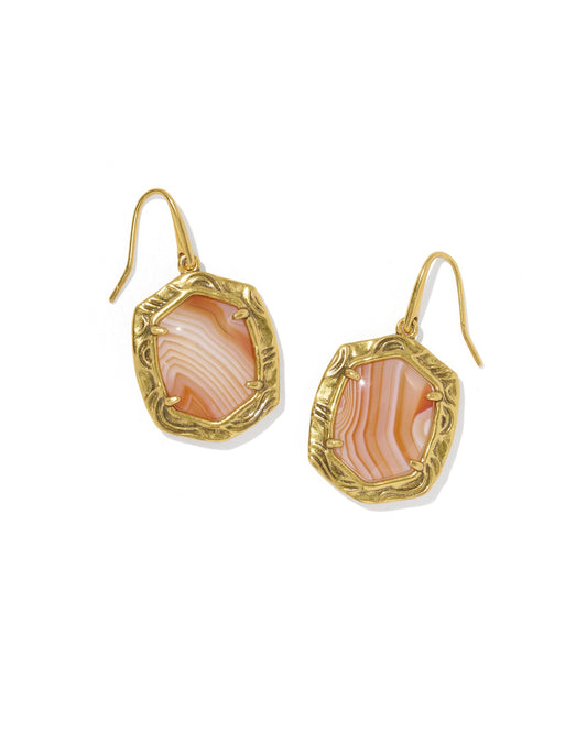 Tiger Gold Striped Daphne Drop Earrings in Orange Banded Agate