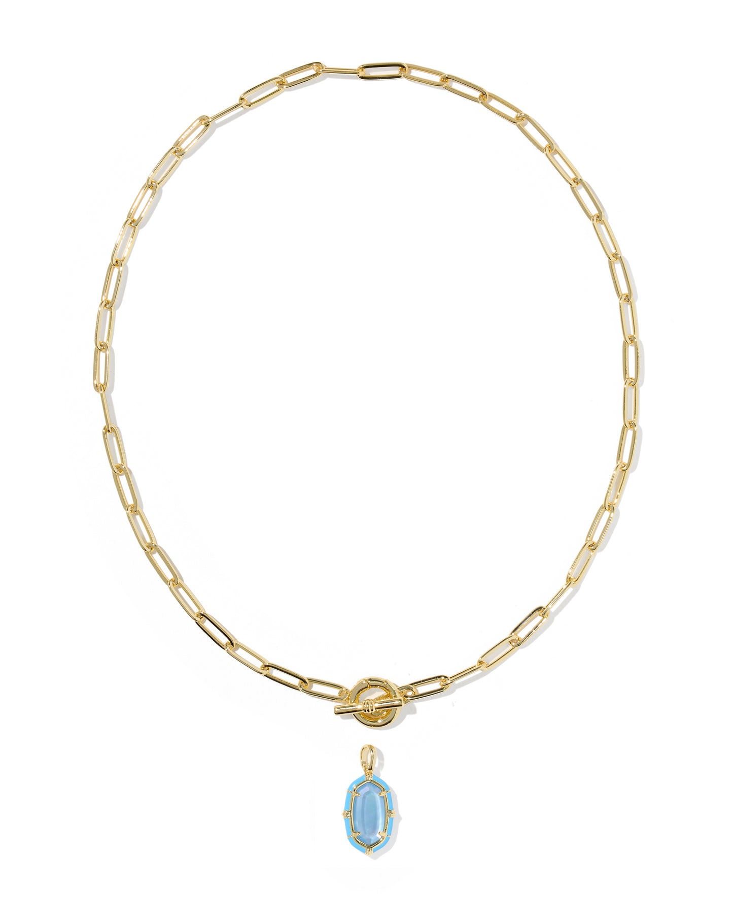 Elisa Gold Enamel Link Chain Necklace in Periwinkle Illusion
