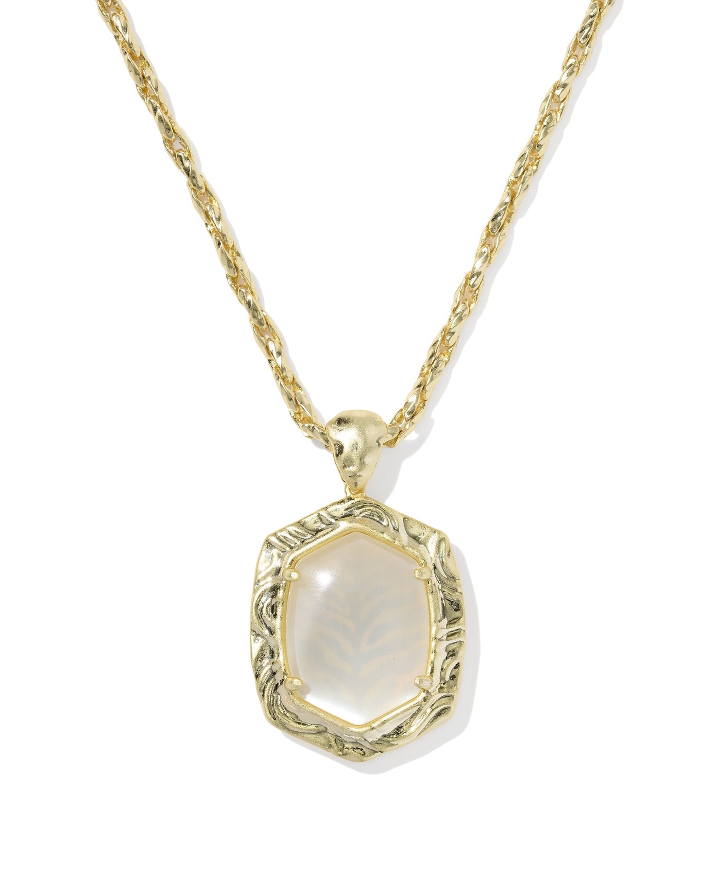 Tiger Gold Striped Daphne Pendant Necklace in Natural Mother-of-Pearl
