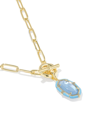 Elisa Gold Enamel Link Chain Necklace in Periwinkle Illusion