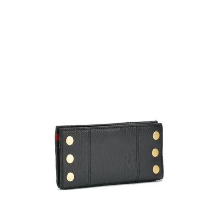 110 North Black/Brushed Gold Red Zip Leather Wallet