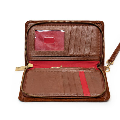 Bryant Small Chocolate Diamond Suede/Antique Gold Wallet