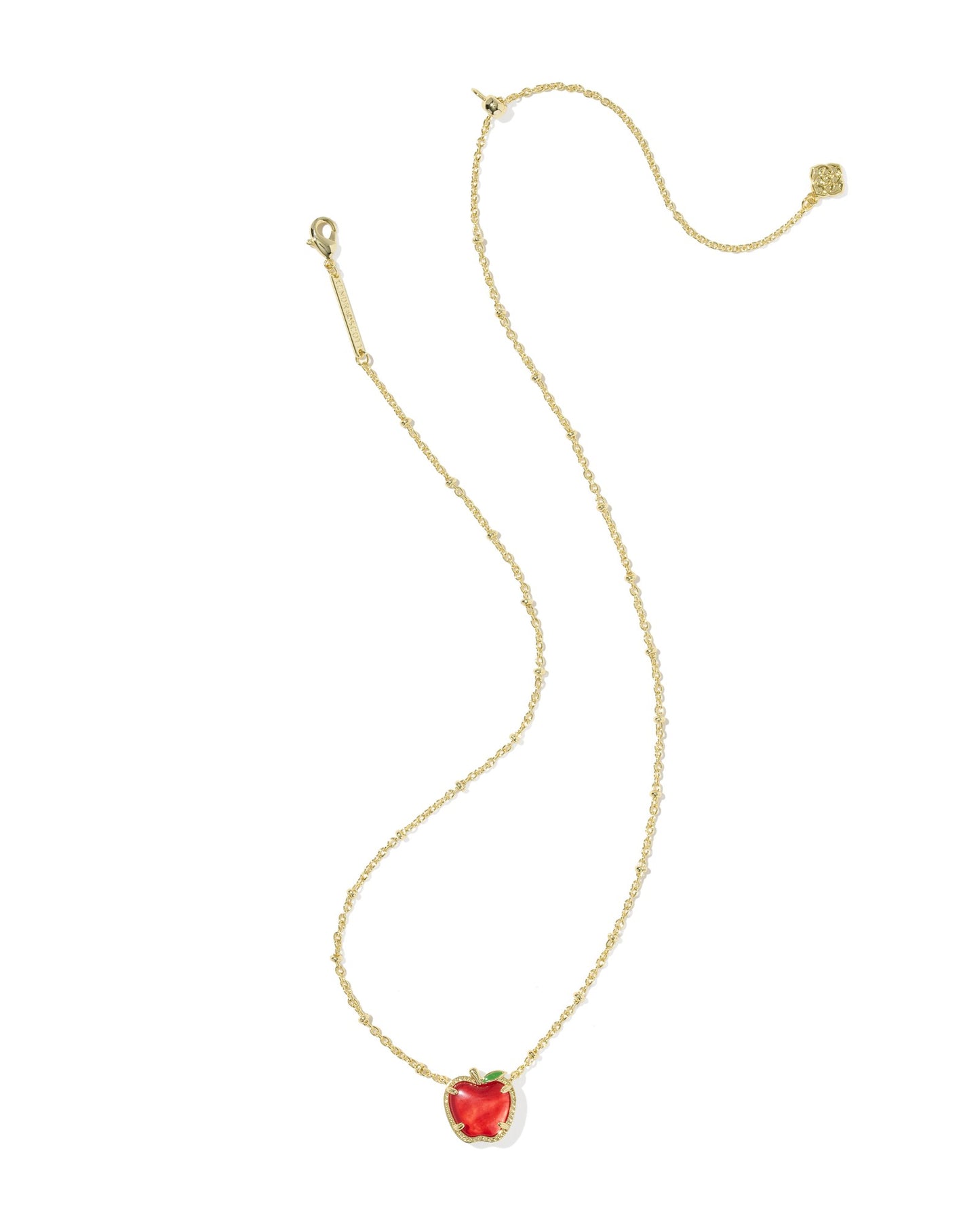 Apple Short Pendant Gold Necklace in Red Illusion