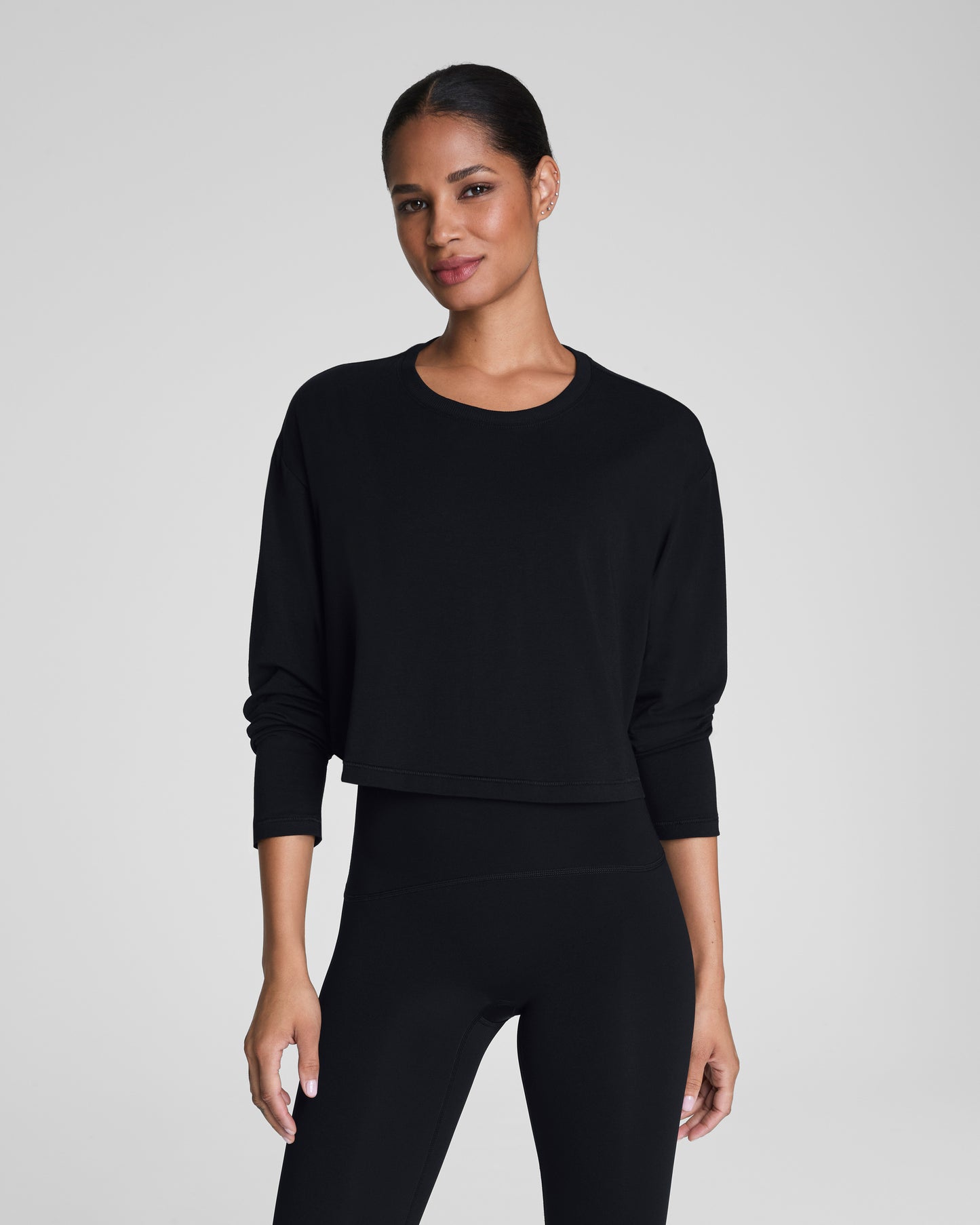 Supernaturals Cropped Long Sleeves Very Black Top