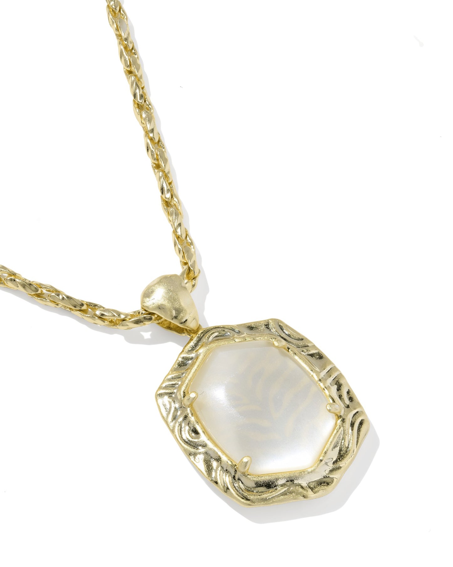 Tiger Gold Striped Daphne Pendant Necklace in Natural Mother-of-Pearl