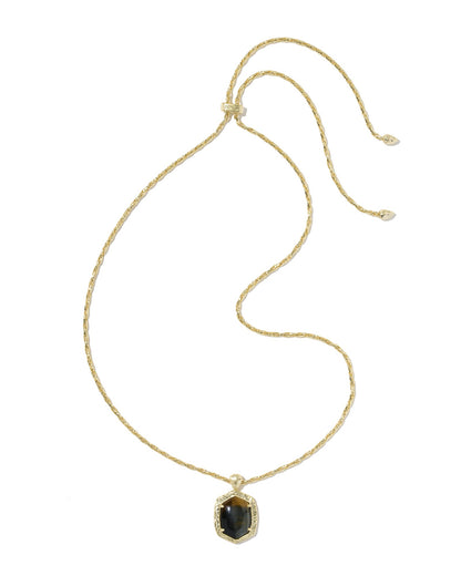 Tiger Gold Striped Daphne Pendant Necklace in Brown Hank's Eye