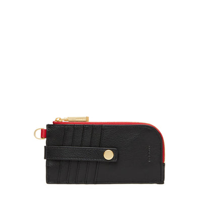 210 East Black/Brushed Gold Red Zip Wallet