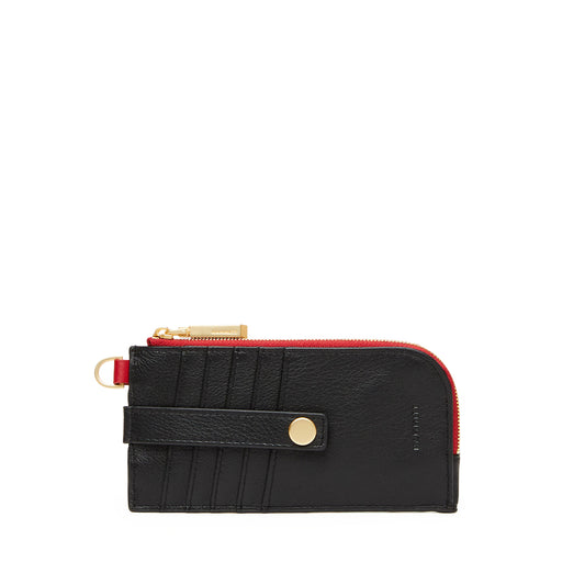 210 East Black/Brushed Gold Red Zip Wallet