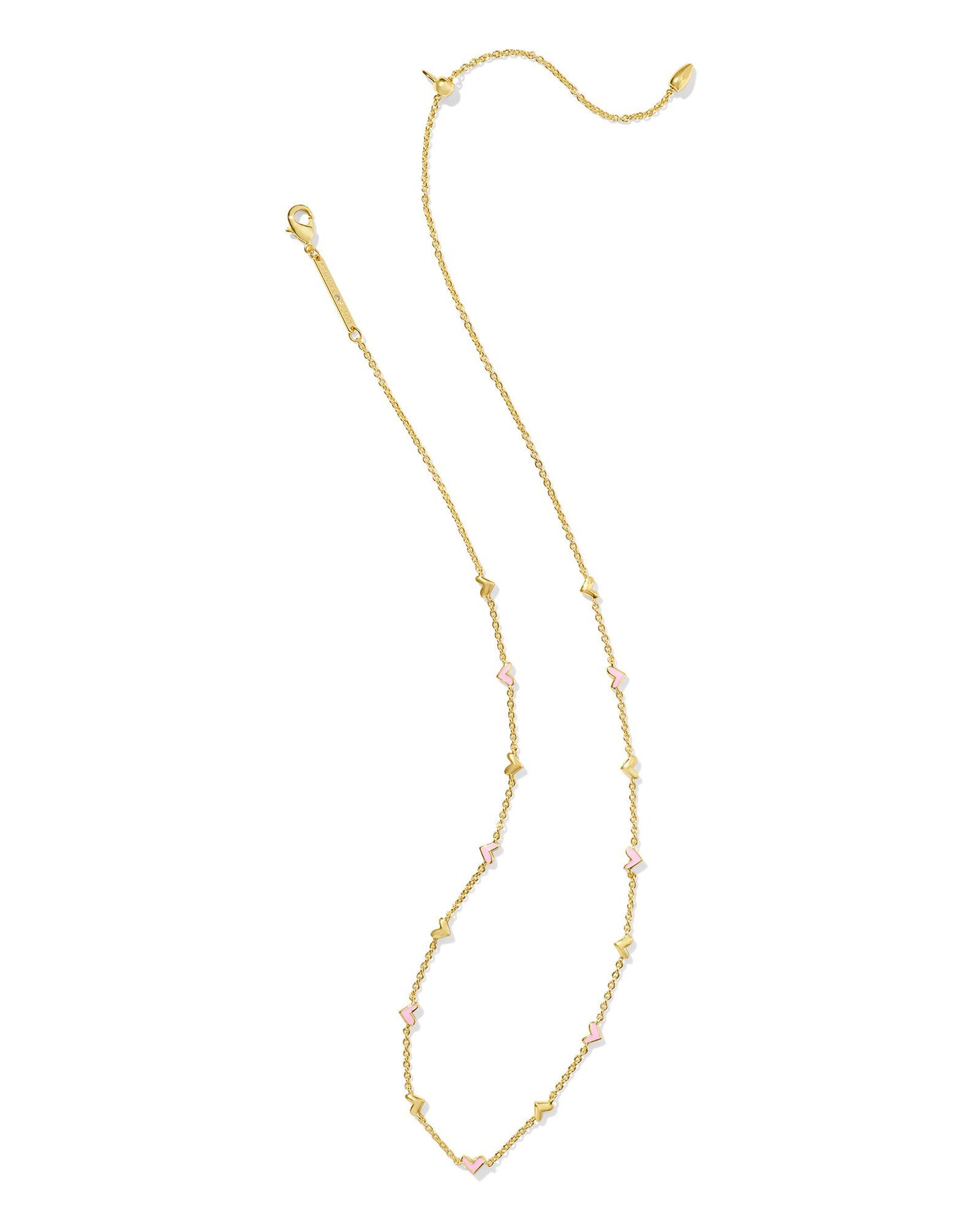 Haven Gold Heart Strand Necklace in Pink Enamel