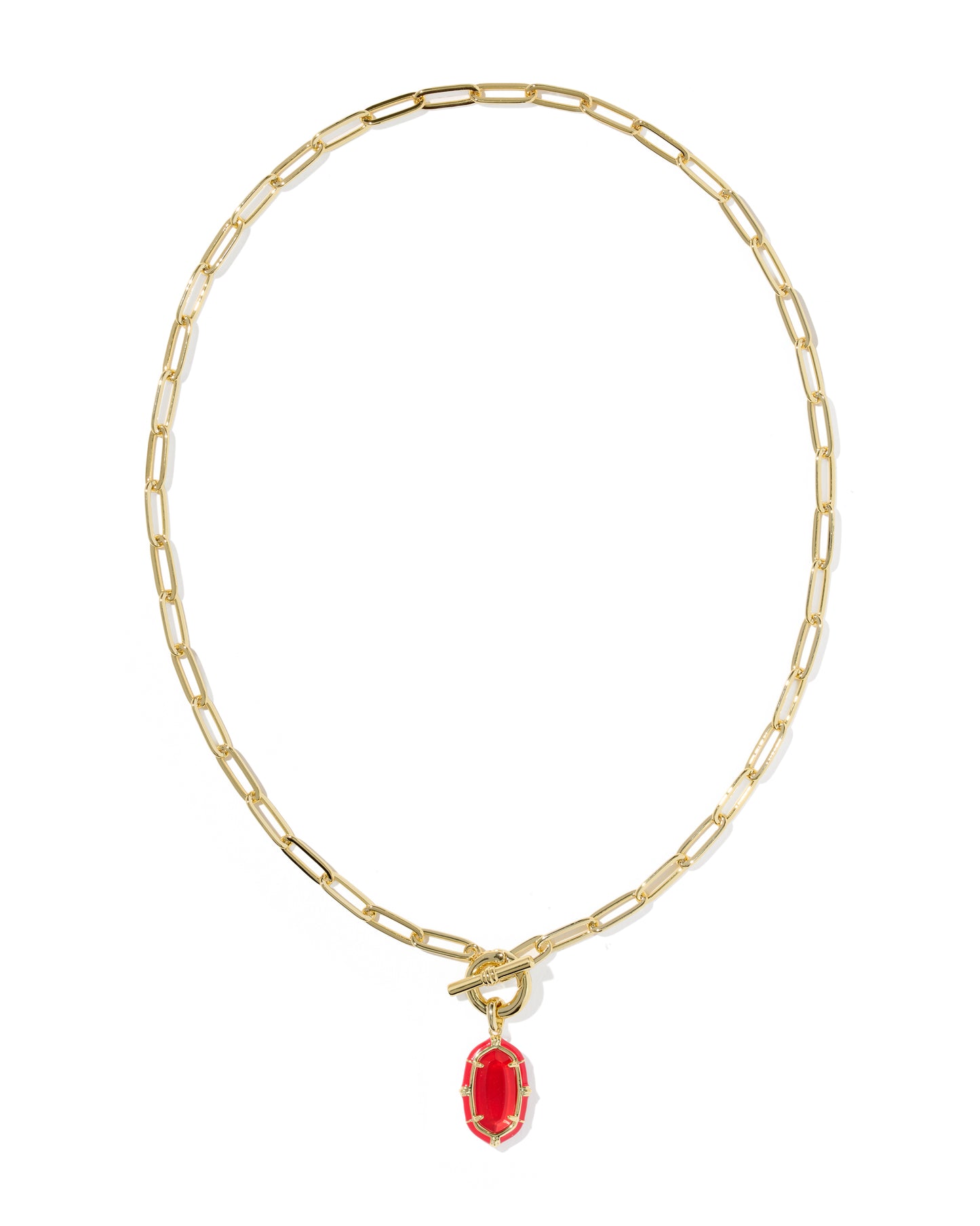 Elisa Gold Enamel Link Chain Necklace in Red Illusion