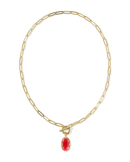 Elisa Gold Enamel Link Chain Necklace in Red Illusion