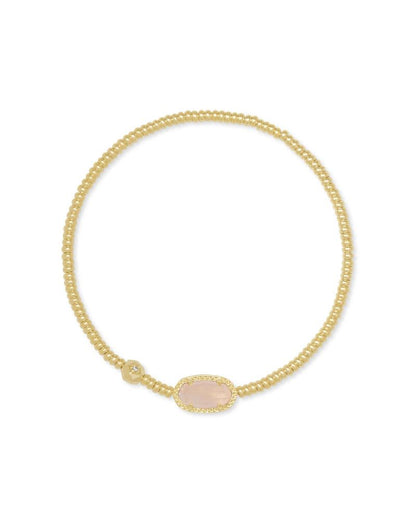 Grayson Gold Stretch Bracelet in Rose Quartz