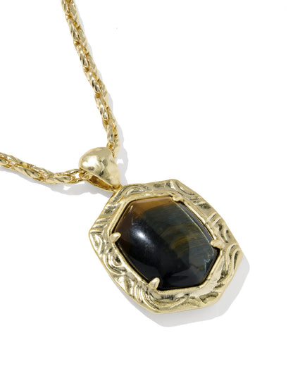 Tiger Gold Striped Daphne Pendant Necklace in Brown Hank's Eye