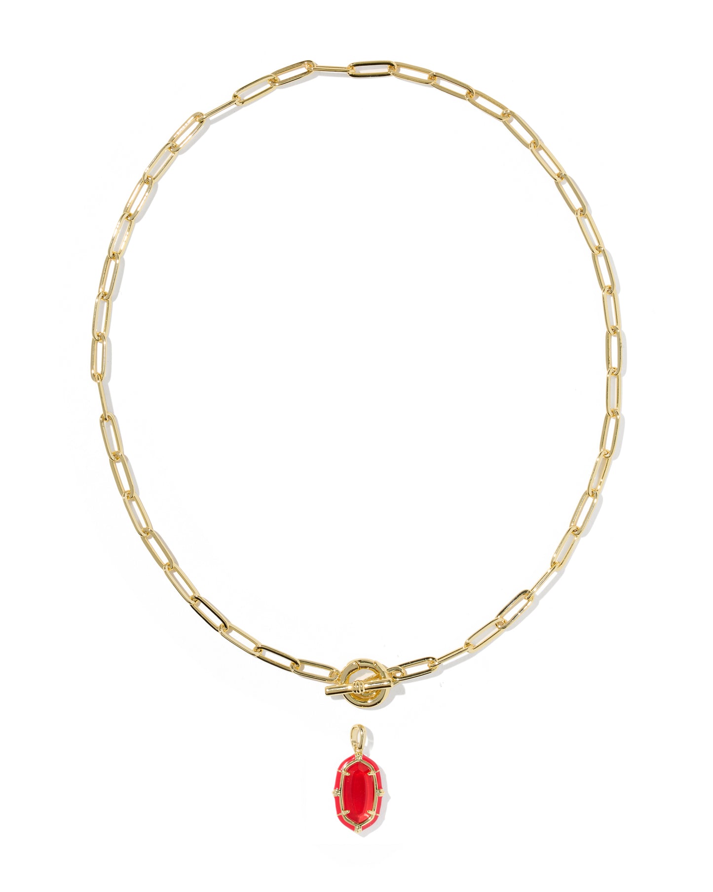 Elisa Gold Enamel Link Chain Necklace in Red Illusion
