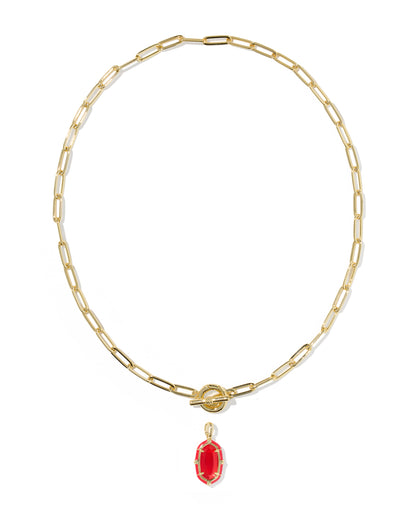 Elisa Gold Enamel Link Chain Necklace in Red Illusion