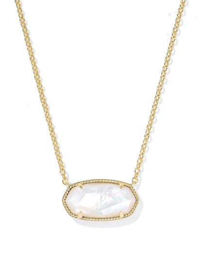 Elisa Statement Gold Short Pendant Necklace in Ivory Mother of Pearl