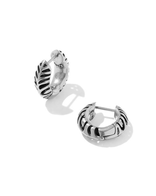 Tiger Vintage Silver Striped Mikki Huggie Earrings