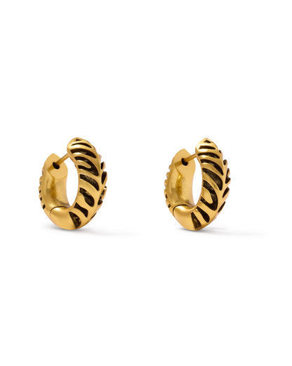Tiger Vintage Gold Striped Mikki Huggie Earrings