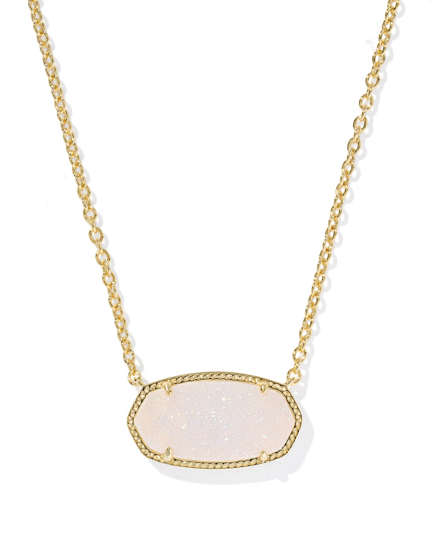 Elisa Statement Gold Short Pendant Necklace in Iridescent Drusy