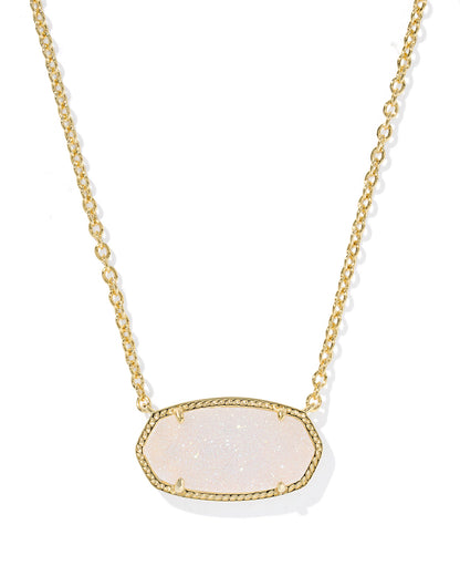Elisa Statement Gold Short Pendant Necklace in Iridescent Drusy