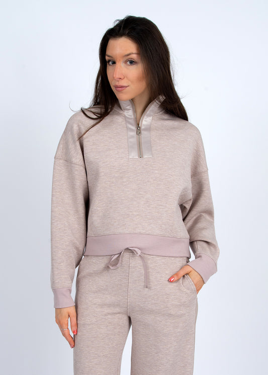 Mailyn Half Zip Taupe Mel Top