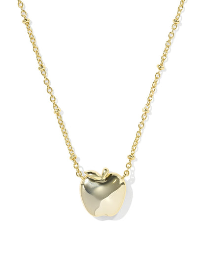 Apple Short Pendant Gold Necklace in Red Illusion