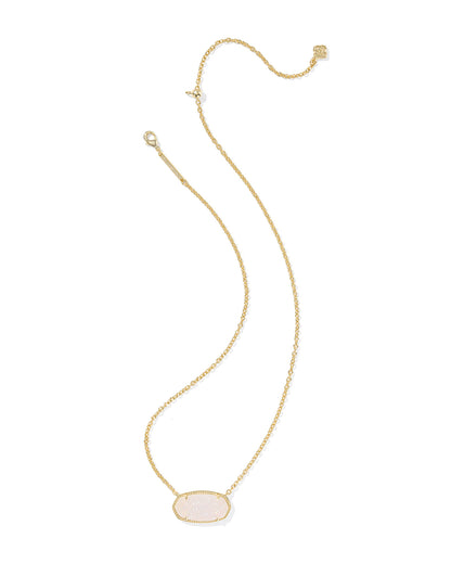 Elisa Statement Gold Short Pendant Necklace in Iridescent Drusy