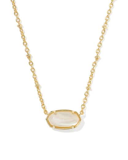 Tiger Gold Striped Elisa Short Pendant Necklace in Natural Mother-of-Pearl