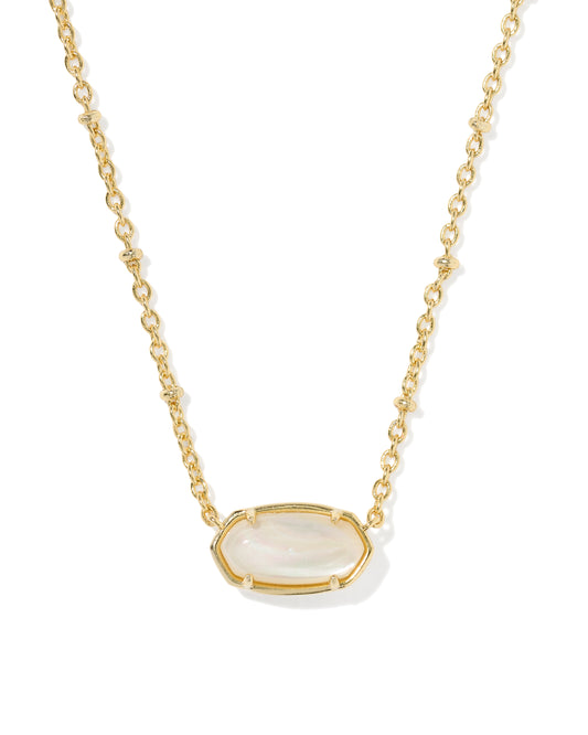 Tiger Gold Striped Elisa Short Pendant Necklace in Natural Mother-of-Pearl