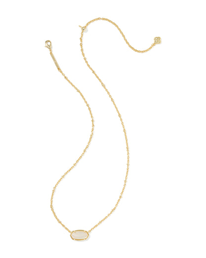 Tiger Gold Striped Elisa Short Pendant Necklace in Natural Mother-of-Pearl