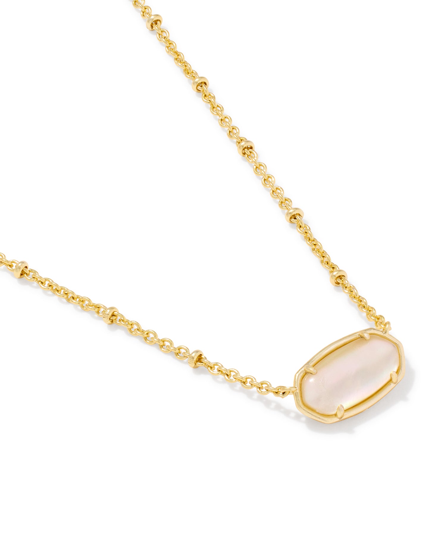 Tiger Gold Striped Elisa Short Pendant Necklace in Natural Mother-of-Pearl