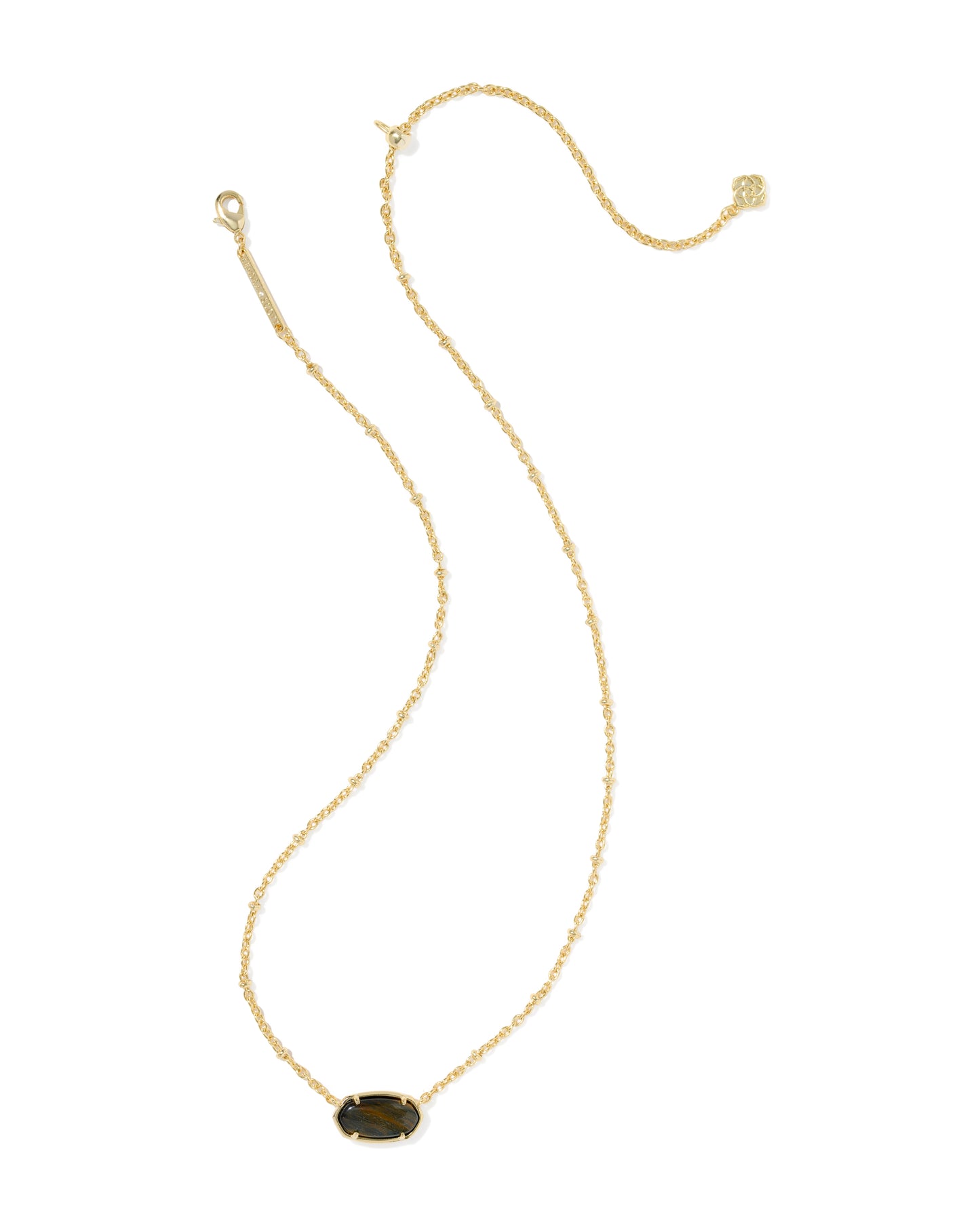 Tiger Gold Striped Elisa Short Pendant Necklace in Brown Hank's Eye