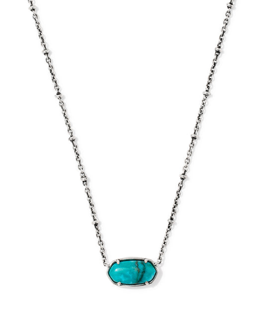 Tiger Silver Striped Elisa Short Pendant Necklace in Blue Marble