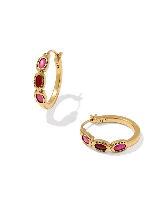 Mini Elisa Hoop Earring Vintage Gold Pink Mix