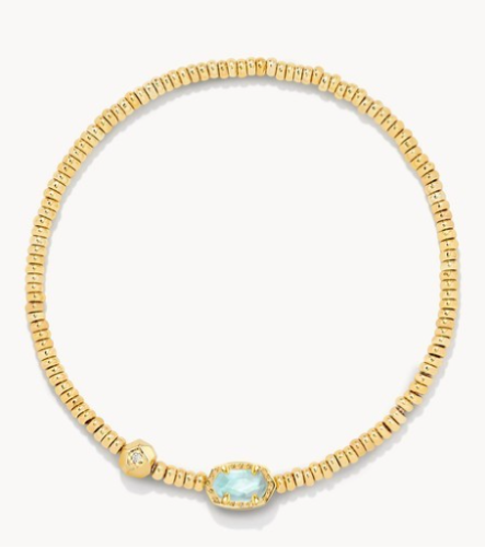 Emilie Gold Stretch Bracelet in Light Blue Illusion