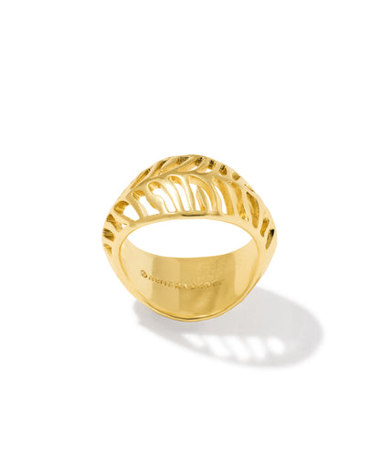 Tiger Striped Mikki Band Ring in Gold