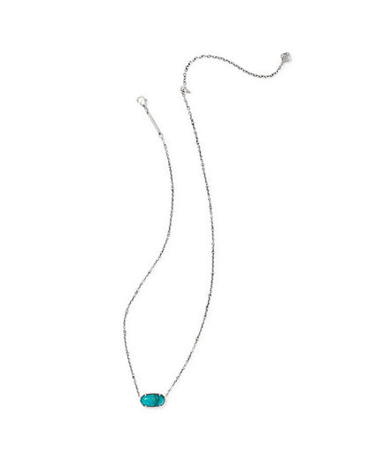 Tiger Silver Striped Elisa Short Pendant Necklace in Blue Marble