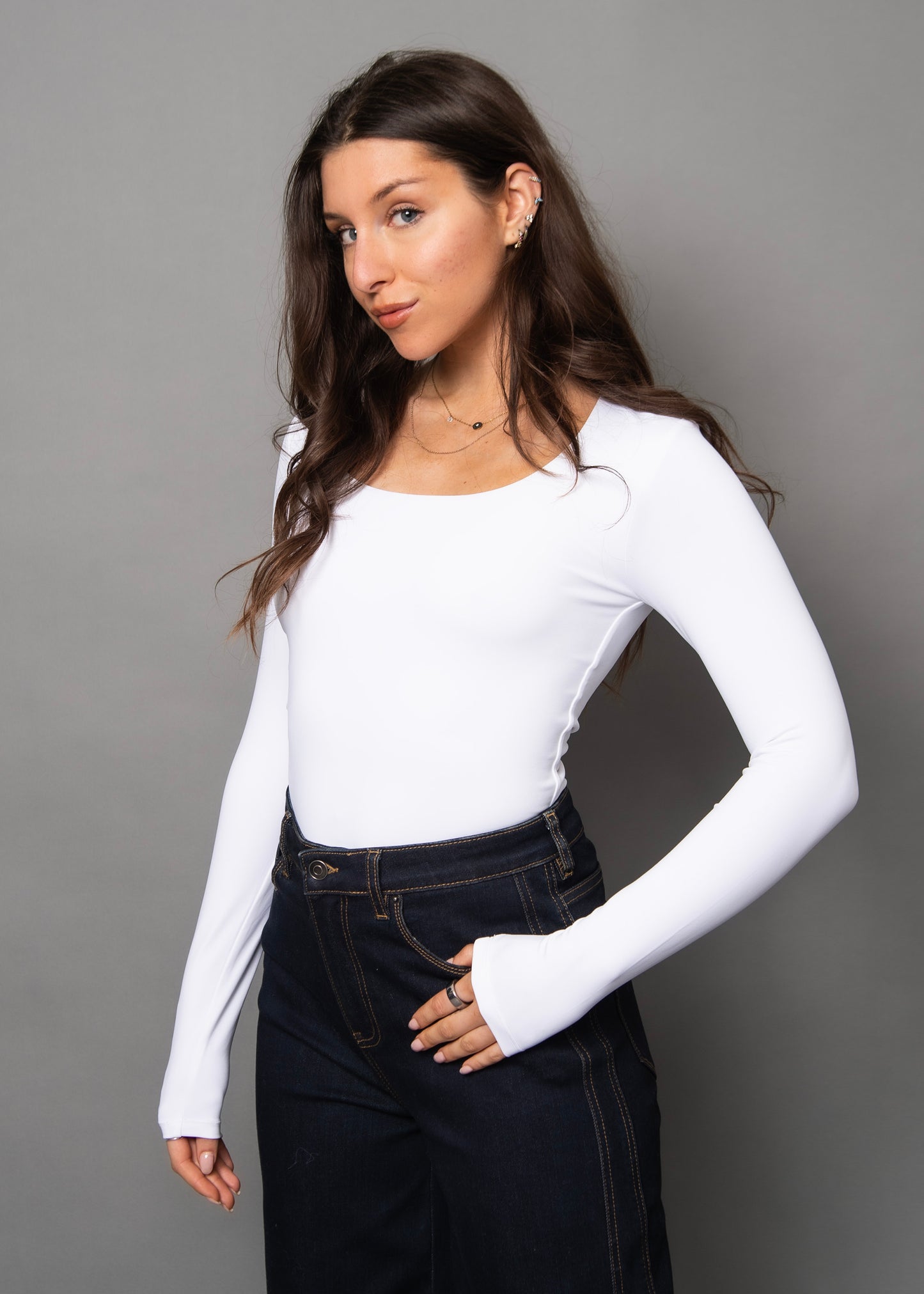Second Skin Mariana Scoop Neckline White Top