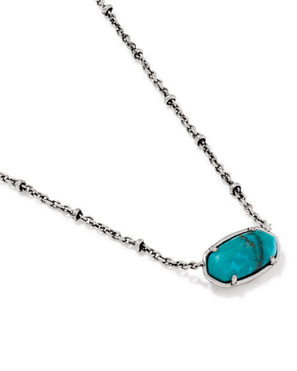 Tiger Silver Striped Elisa Short Pendant Necklace in Blue Marble