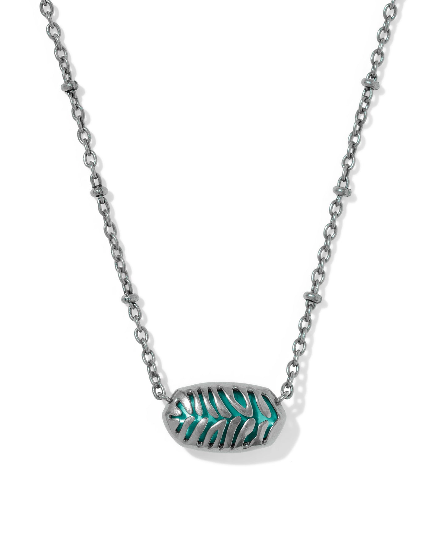 Tiger Silver Striped Elisa Short Pendant Necklace in Blue Marble