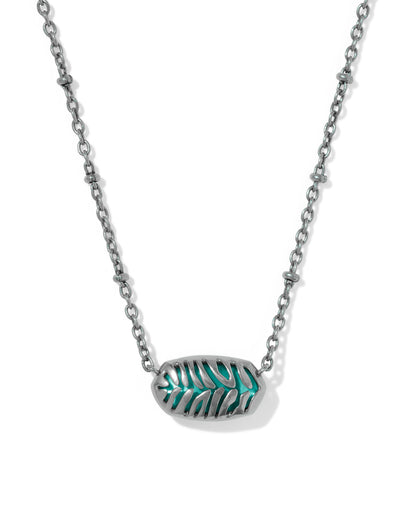 Tiger Silver Striped Elisa Short Pendant Necklace in Blue Marble