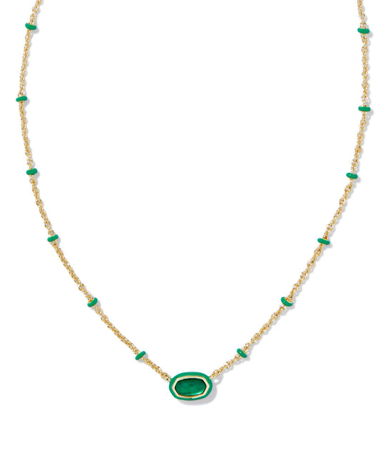 Mini Elisa Gold Satellite Short Pendant Necklace in Emerald Illusion